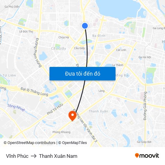 Vĩnh Phúc to Thanh Xuân Nam map