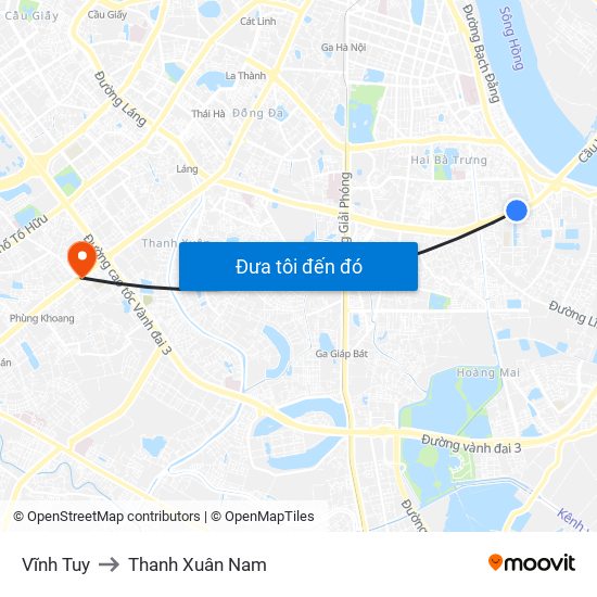 Vĩnh Tuy to Thanh Xuân Nam map