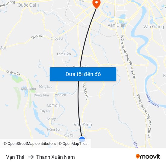 Vạn Thái to Thanh Xuân Nam map