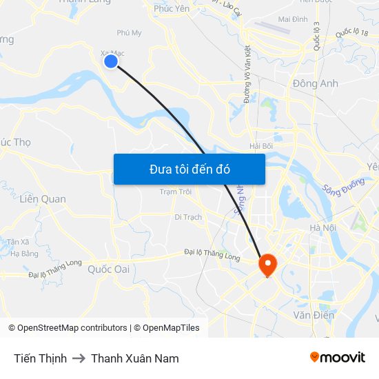 Tiến Thịnh to Thanh Xuân Nam map