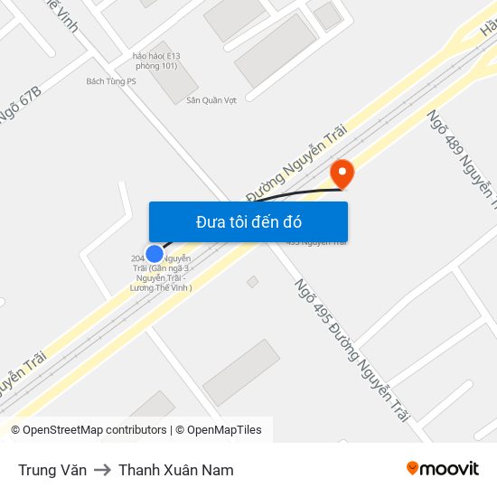 Trung Văn to Thanh Xuân Nam map
