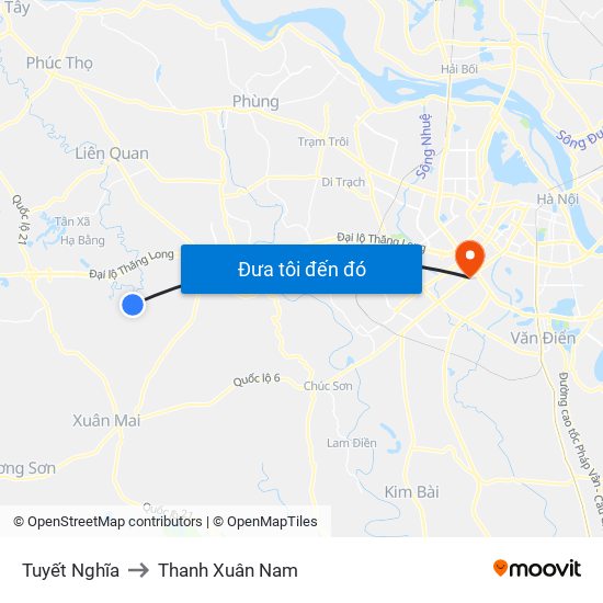 Tuyết Nghĩa to Thanh Xuân Nam map