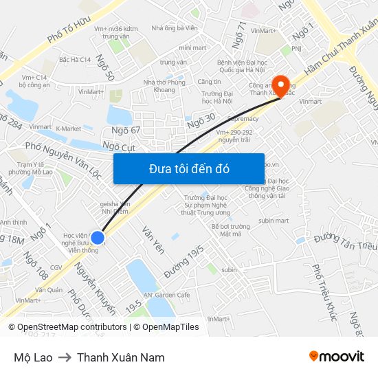 Mộ Lao to Thanh Xuân Nam map