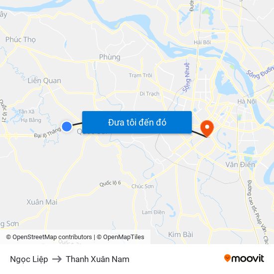 Ngọc Liệp to Thanh Xuân Nam map