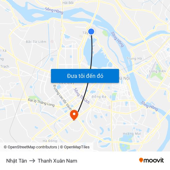 Nhật Tân to Thanh Xuân Nam map