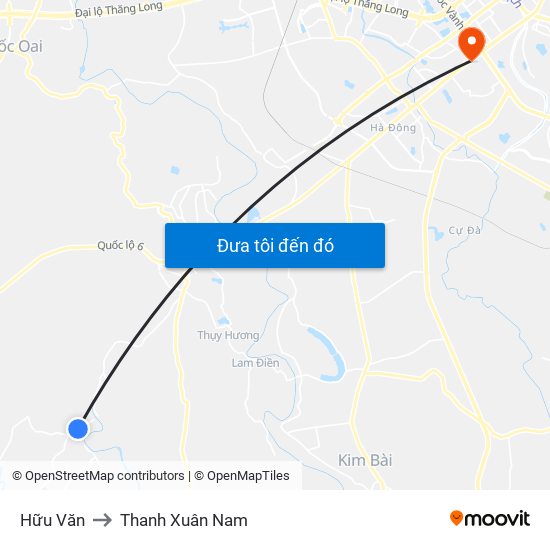 Hữu Văn to Thanh Xuân Nam map