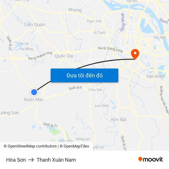 Hòa Sơn to Thanh Xuân Nam map