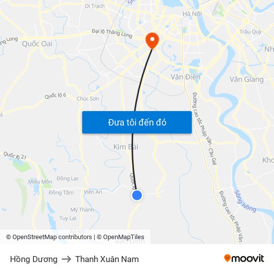 Hồng Dương to Thanh Xuân Nam map