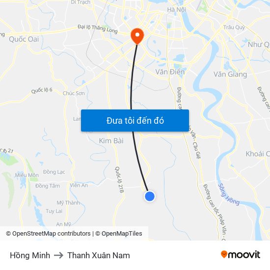 Hồng Minh to Thanh Xuân Nam map