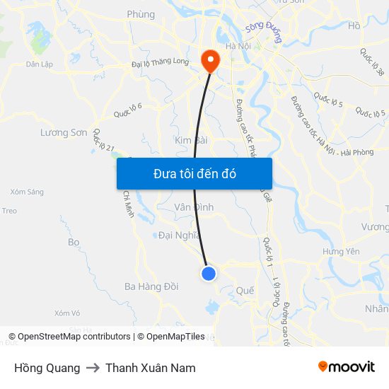 Hồng Quang to Thanh Xuân Nam map