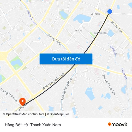 Hàng Bột to Thanh Xuân Nam map