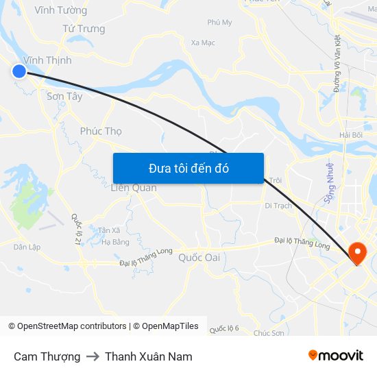 Cam Thượng to Thanh Xuân Nam map