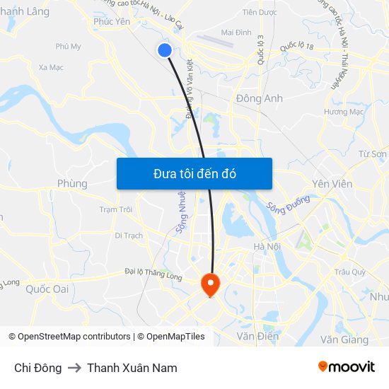 Chi Đông to Thanh Xuân Nam map