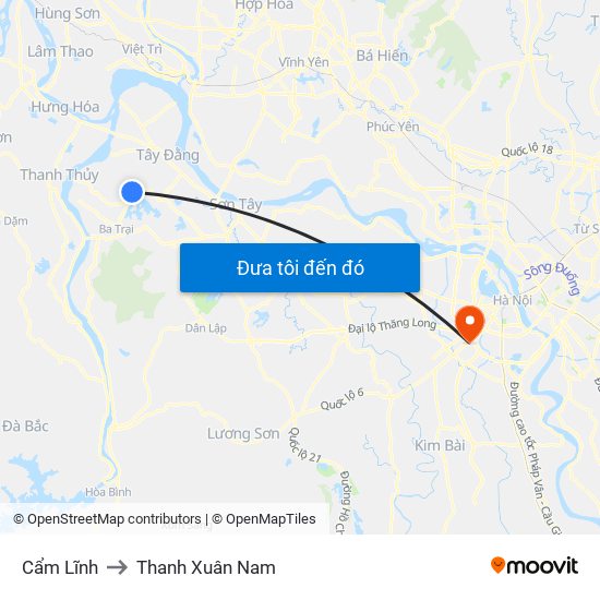 Cẩm Lĩnh to Thanh Xuân Nam map