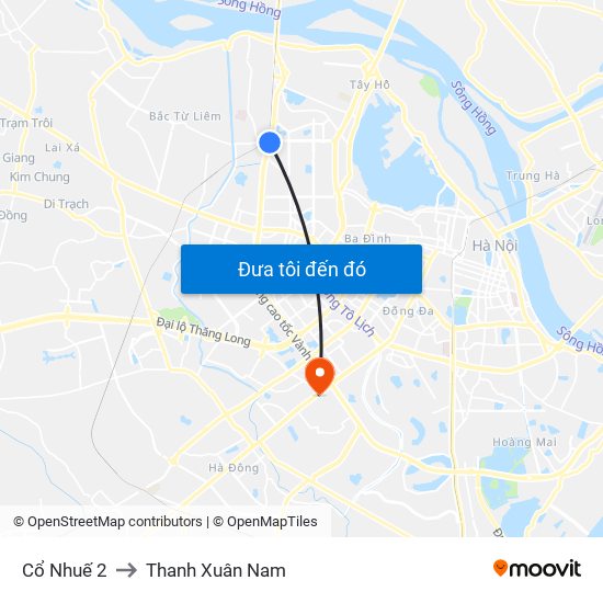 Cổ Nhuế 2 to Thanh Xuân Nam map