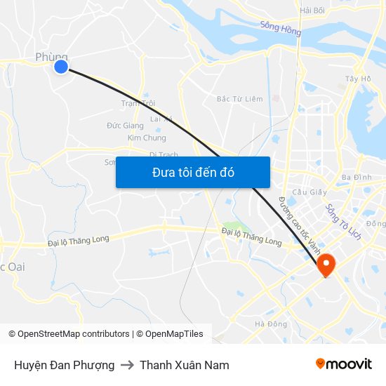 Huyện Đan Phượng to Thanh Xuân Nam map