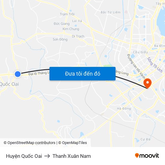 Huyện Quốc Oai to Thanh Xuân Nam map