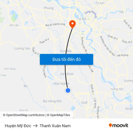 Huyện Mỹ Đức to Thanh Xuân Nam map