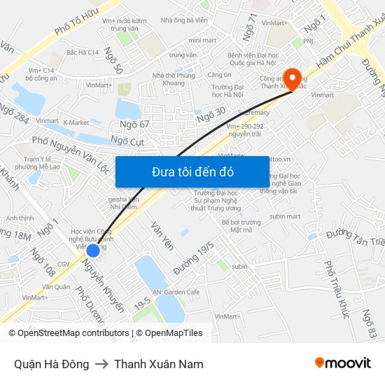 Quận Hà Đông to Thanh Xuân Nam map
