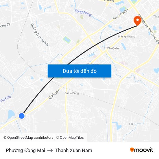 Phường Đồng Mai to Thanh Xuân Nam map