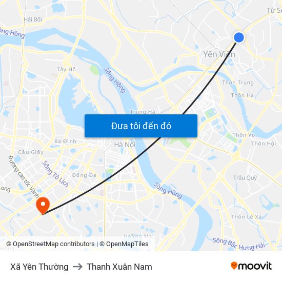 Xã Yên Thường to Thanh Xuân Nam map
