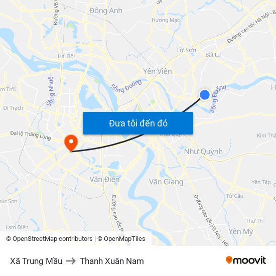 Xã Trung Mầu to Thanh Xuân Nam map
