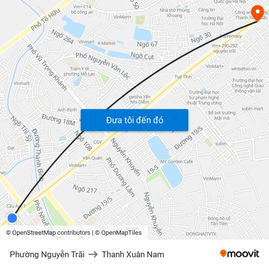 Phường Nguyễn Trãi to Thanh Xuân Nam map