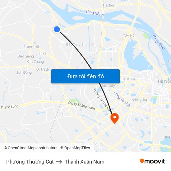 Phường Thượng Cát to Thanh Xuân Nam map