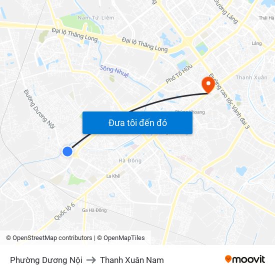 Phường Dương Nội to Thanh Xuân Nam map