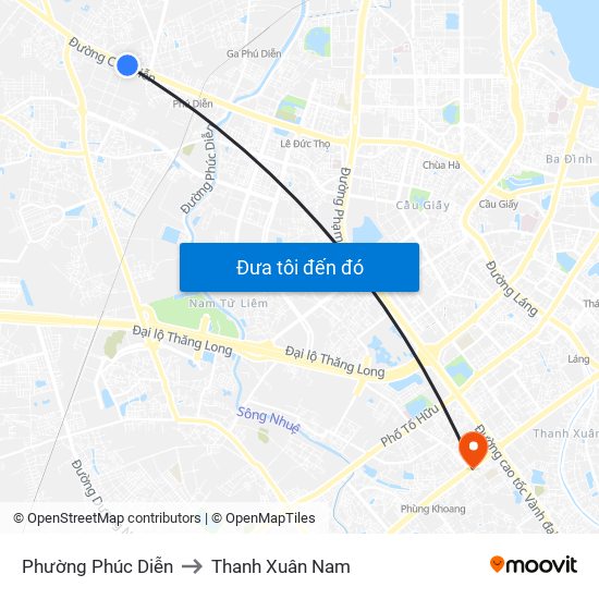 Phường Phúc Diễn to Thanh Xuân Nam map