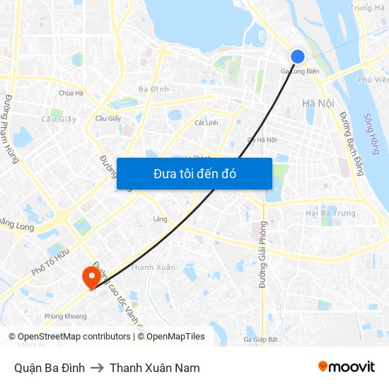 Quận Ba Đình to Thanh Xuân Nam map