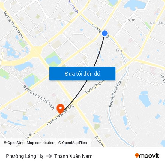 Phường Láng Hạ to Thanh Xuân Nam map
