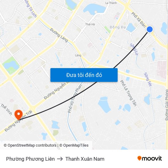 Phường Phương Liên to Thanh Xuân Nam map