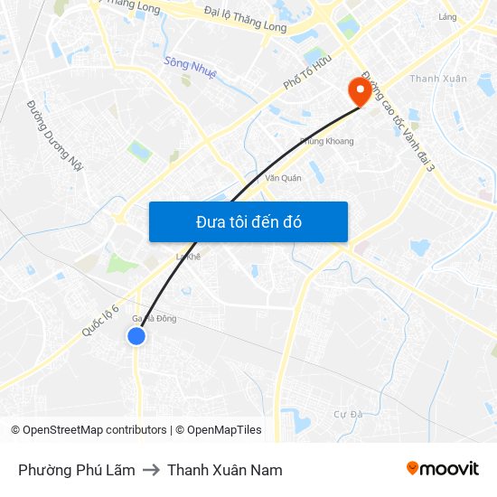 Phường Phú Lãm to Thanh Xuân Nam map