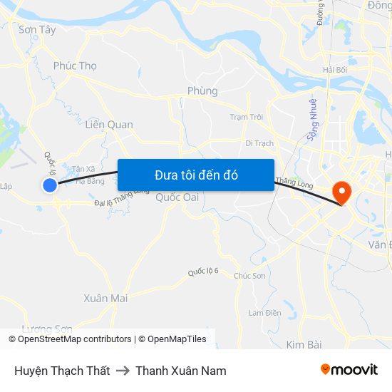 Huyện Thạch Thất to Thanh Xuân Nam map
