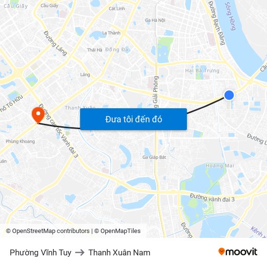 Phường Vĩnh Tuy to Thanh Xuân Nam map
