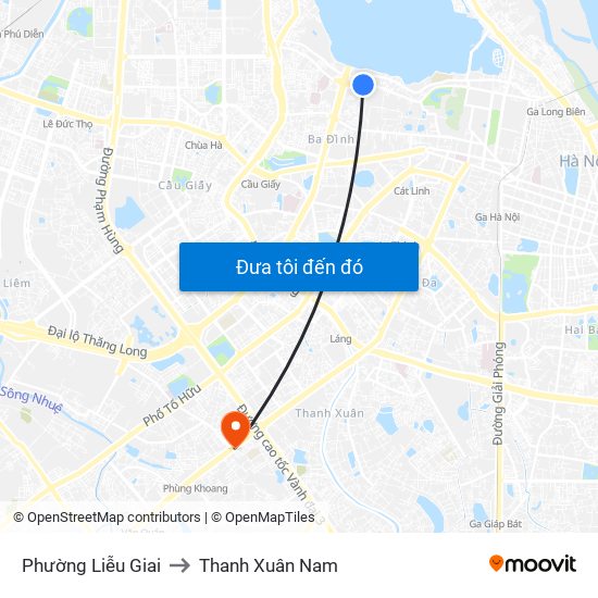 Phường Liễu Giai to Thanh Xuân Nam map