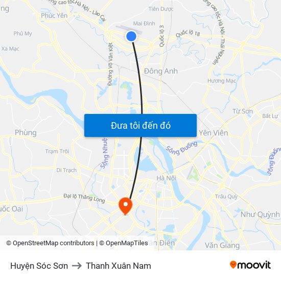 Huyện Sóc Sơn to Thanh Xuân Nam map