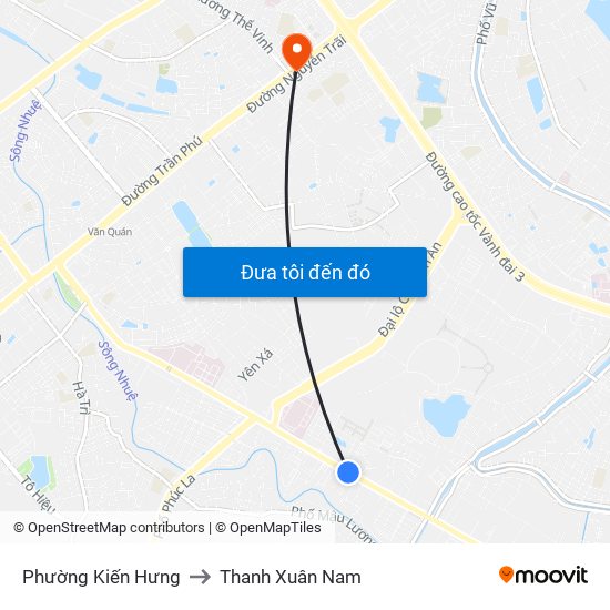 Phường Kiến Hưng to Thanh Xuân Nam map