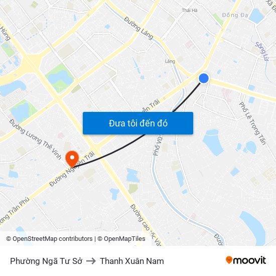 Phường Ngã Tư Sở to Thanh Xuân Nam map