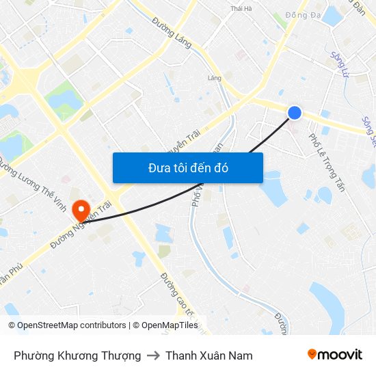 Phường Khương Thượng to Thanh Xuân Nam map