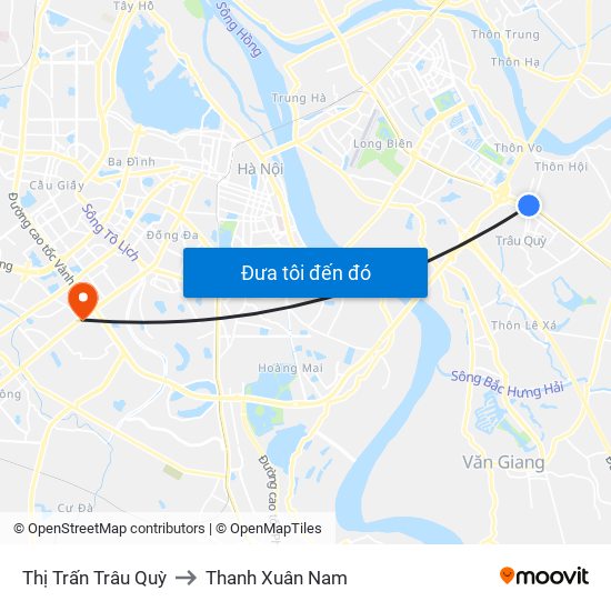 Thị Trấn Trâu Quỳ to Thanh Xuân Nam map