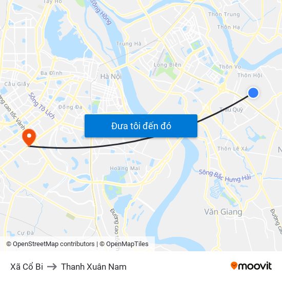 Xã Cổ Bi to Thanh Xuân Nam map