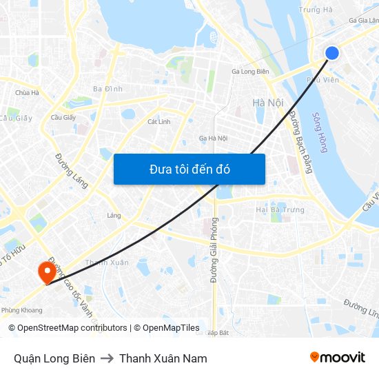 Quận Long Biên to Thanh Xuân Nam map