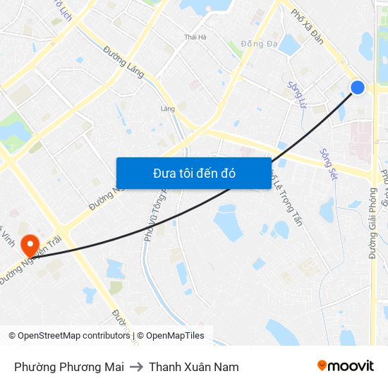 Phường Phương Mai to Thanh Xuân Nam map