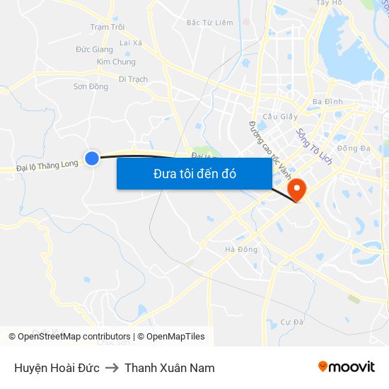 Huyện Hoài Đức to Thanh Xuân Nam map