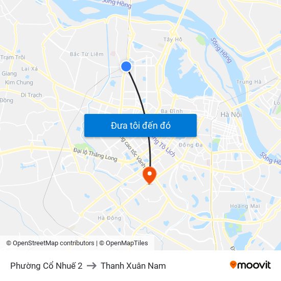 Phường Cổ Nhuế 2 to Thanh Xuân Nam map