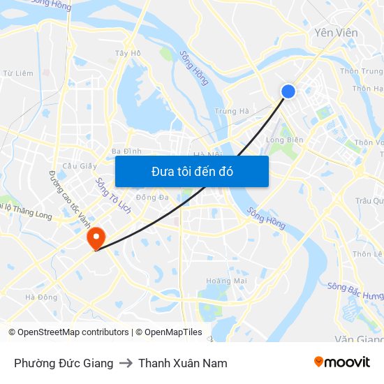 Phường Đức Giang to Thanh Xuân Nam map