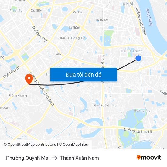 Phường Quỳnh Mai to Thanh Xuân Nam map