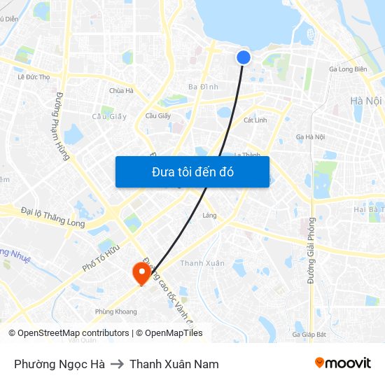 Phường Ngọc Hà to Thanh Xuân Nam map